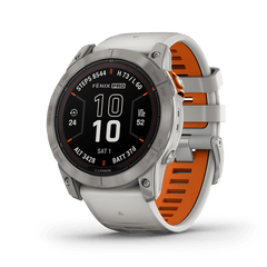 Garmin Fenix 7 Pro Fenix 7X Pro – Zafiro Solar Ti con banda gris niebla/naranja