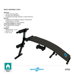 Banco Abdominal Con Mancuernas 1K Curva