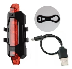 Luz Led Bicicleta Recargable Usb 4 Modos Aqy-093a Trasera