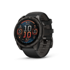 GARMIN Fenix 8 Fenix 8 – 47mm │AMOLED Zafiro, titanio DLC gris carbono con correa de silicona negra/gris guijarro