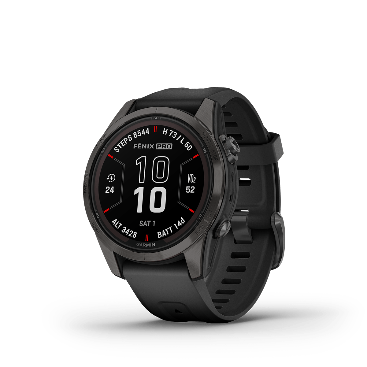 Garmin Fenix 7 Pro Fenix 7S Pro – Zafiro Solar gris carbón con banda negra